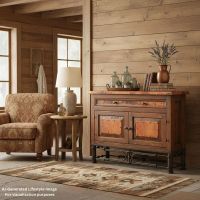 Rustic Copper Console: This image was generated or modified using AI for visualization purposes.