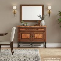 Rustic Copper Console: This image was generated or modified using AI for visualization purposes.
