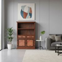 Western Style Cabinet: Some lifestyle images are created with AI for visualization purposes. Crafted from natural solid wood, each piece is unique and will vary.