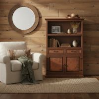 Rustic Cabinet: Some lifestyle images are created with AI for visualization purposes. Crafted from natural solid wood, each piece is unique and will vary.