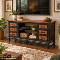 Copper TV Stand: This image was generated or modified using AI for visualization purposes.