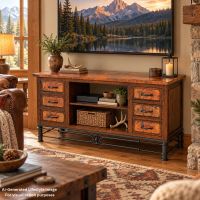 Copper TV Stand: This image was generated or modified using AI for visualization purposes.