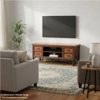 Rustic Copper TV Stand: This image was generated or modified using AI for visualization purposes.