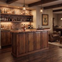 Rustic Bar: Some lifestyle images are created with AI for visualization purposes. Crafted from natural solid wood, each piece is unique and will vary.