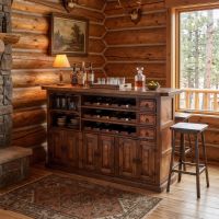 Rustic Bar: Some lifestyle images are created with AI for visualization purposes. Crafted from natural solid wood, each piece is unique and will vary.