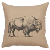 Buffalo Decor Pillow - Natural Linen