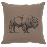 Buffalo Decor Pillow - Taupe Cotton