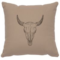 Bull Skull Decor Pillow - Alabaster Cotton