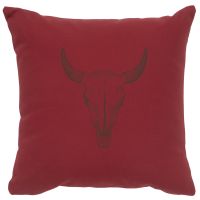 Bull Skull Decor Pillow - Brick Cotton