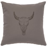 Bull Skull Decor Pillow - Chrome Cotton
