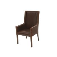 Regal Leather Upholstered Dining Arm Chair - Burnt Umber Cypress Leather