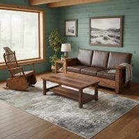 Rustic Coffee Table: Some lifestyle images are created with AI for visualization purposes. Crafted from natural solid wood, each piece is unique and will vary.
