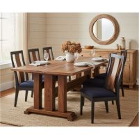 Barn Wood Dining Table: Some lifestyle images are created with AI for visualization purposes. Crafted from natural solid wood, each piece is unique and will vary.