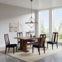 Barn Wood Dining Table: Some lifestyle images are created with AI for visualization purposes. Crafted from natural solid wood, each piece is unique and will vary.