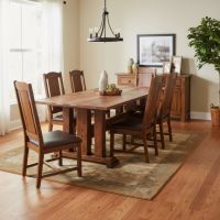 Rustic Dining Table: Some lifestyle images are created with AI for visualization purposes. Crafted from natural solid wood, each piece is unique and will vary.