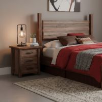 Barnwood Nightstand: Some lifestyle images are created with AI for visualization purposes. Crafted from natural solid wood, each piece is unique and will vary.