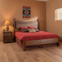 Barnwood Nightstand: Some lifestyle images are created with AI for visualization purposes. Crafted from natural solid wood, each piece is unique and will vary.