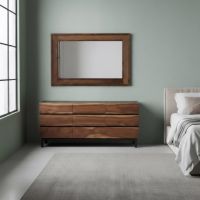 Rustic Mirror: Some lifestyle images are created with AI for visualization purposes. Crafted from natural solid wood, each piece is unique and will vary.
