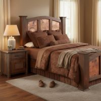 Barnwood Nightstand: Some lifestyle images are created with AI for visualization purposes. Crafted from natural solid wood, each piece is unique and will vary.