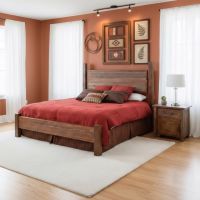 Barnwood Nightstand: Some lifestyle images are created with AI for visualization purposes. Crafted from natural solid wood, each piece is unique and will vary.