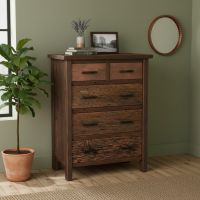 Barn Wood Chest: Some lifestyle images are created with AI for visualization purposes. Crafted from natural solid wood, each piece is unique and will vary.