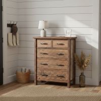 Barn Wood Chest: Some lifestyle images are created with AI for visualization purposes. Crafted from natural solid wood, each piece is unique and will vary.