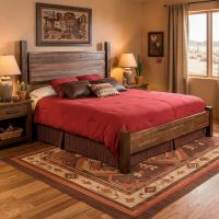 Barnwood Bed: Some lifestyle images are created with AI for visualization purposes. Crafted from natural solid wood, each piece is unique and will vary.