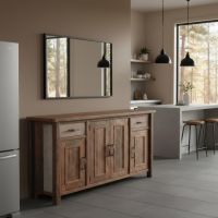 Barn Wood Buffet: Some lifestyle images are created with AI for visualization purposes. Crafted from natural solid wood, each piece is unique and will vary.