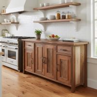 Rustic Buffet: Some lifestyle images are created with AI for visualization purposes. Crafted from natural solid wood, each piece is unique and will vary.