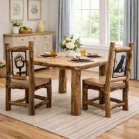 Wood Dining Table: Some lifestyle images are created with AI for visualization purposes. Crafted from natural solid wood, each piece is unique and will vary.