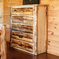 Rustic Colorado Aspen Log 5 Drawer Chest