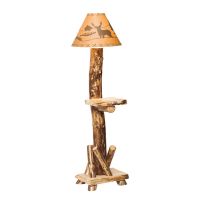 Rustic Colorado Aspen Floor Lamp with Shelf