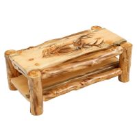 Carved Aspen Wildlife Mountain Man Rustic Coffee Table