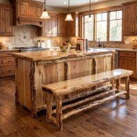 Aspen Log Bench: Some lifestyle images are created with AI for visualization purposes. Crafted from natural solid wood, each piece is unique and will vary.