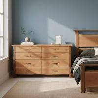 Modern Dresser: Some lifestyle images are created with AI for visualization purposes. Crafted from natural solid wood, each piece is unique and will vary.
