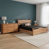 Rustic Bed: Some lifestyle images are created with AI for visualization purposes. Crafted from natural solid wood, each piece is unique and will vary.