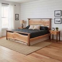 Modern Bed: Some lifestyle images are created with AI for visualization purposes. Crafted from natural solid wood, each piece is unique and will vary.