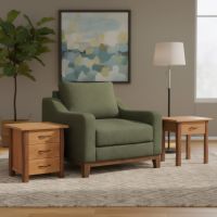 Modern End Table: Some lifestyle images are created with AI for visualization purposes. Crafted from natural solid wood, each piece is unique and will vary.