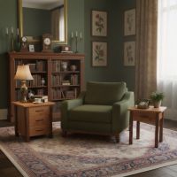 Wood End Table: Some lifestyle images are created with AI for visualization purposes. Crafted from natural solid wood, each piece is unique and will vary.
