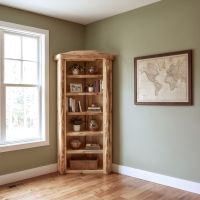 Corner Cabinet: Some lifestyle images are created with AI for visualization purposes. Crafted from natural solid wood, each piece is unique and will vary.