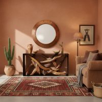 Juniper Console Table: Some lifestyle images are created with AI for visualization purposes. Crafted from natural solid wood, each piece is unique and will vary.