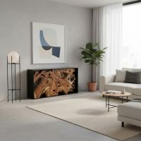 Modern Console Table: Some lifestyle images are created with AI for visualization purposes. Crafted from natural solid wood, each piece is unique and will vary.