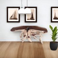Teak Root Furniture: Some lifestyle images are created with AI for visualization purposes. Crafted from natural solid wood, each piece is unique and will vary.