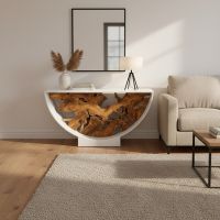 Root Console: Some lifestyle images are created with AI for visualization purposes. Crafted from natural solid wood, each piece is unique and will vary.