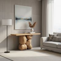 Sculptural Wood: Some lifestyle images are created with AI for visualization purposes. Crafted from natural solid wood, each piece is unique and will vary.