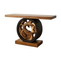 Timber Halo Console: Ebony & Golden Walnut with Suar Insert