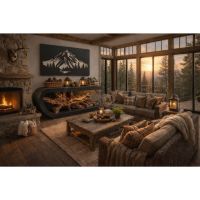 Sculpted Wood Console: Some lifestyle images are created with AI for visualization purposes. Crafted from natural solid wood, each piece is unique and will vary.