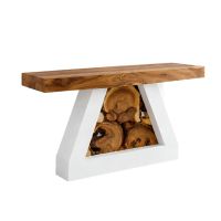 Highland Console: White & Golden Walnut with Suar