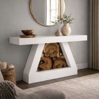 Modern Rustic Console Table: Some lifestyle images are created with AI for visualization purposes. Crafted from natural solid wood, each piece is unique and will vary.
