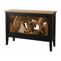 Canyon Hearth Console in Ebony and Golden Walnut